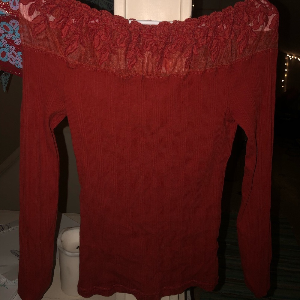 Orange Free people off the shoulder top